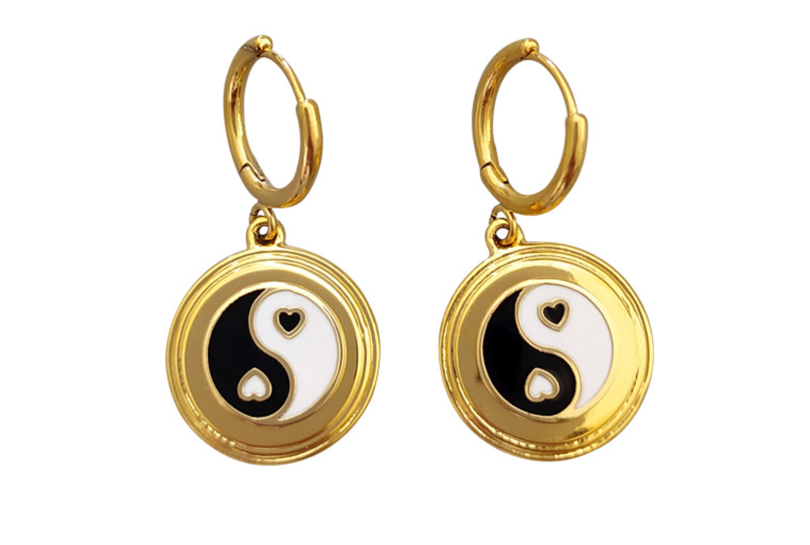 Golden Tai Chi Pattern Earrings