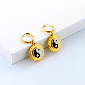 Golden Tai Chi Pattern Earrings