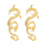 Golden Chinese Dragon Shape Earrings