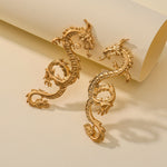 Golden Chinese Dragon Shape Earrings