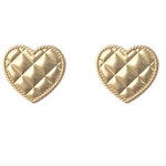 Golden Checkered Heart-shaped Earrings