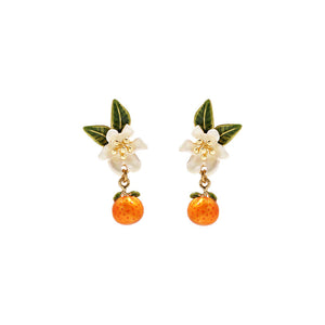 Enameled Orange Earrings