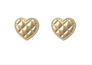 Golden Checkered Heart-shaped Earrings