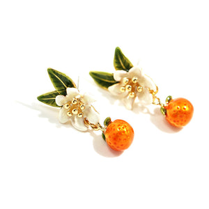 Enameled Orange Earrings