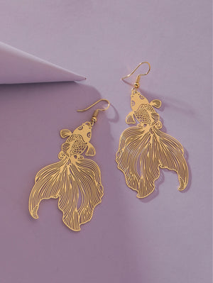 Golden Goldfish Shape Earrings