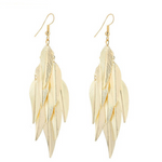 Golden Long Leaf Earrings