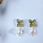 Leaf Shape with Freshwater Pearl Earrings